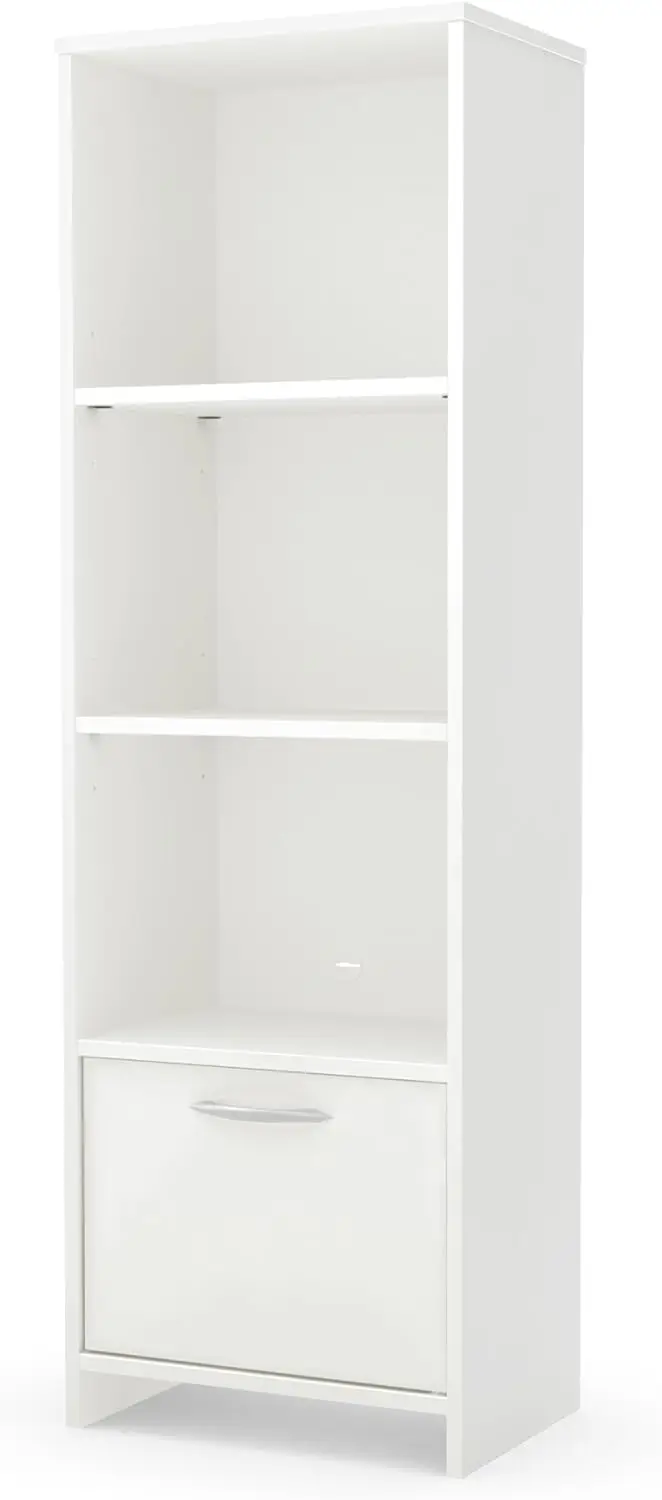 

3-Shelf Storage Bookcase with Door, Pure White