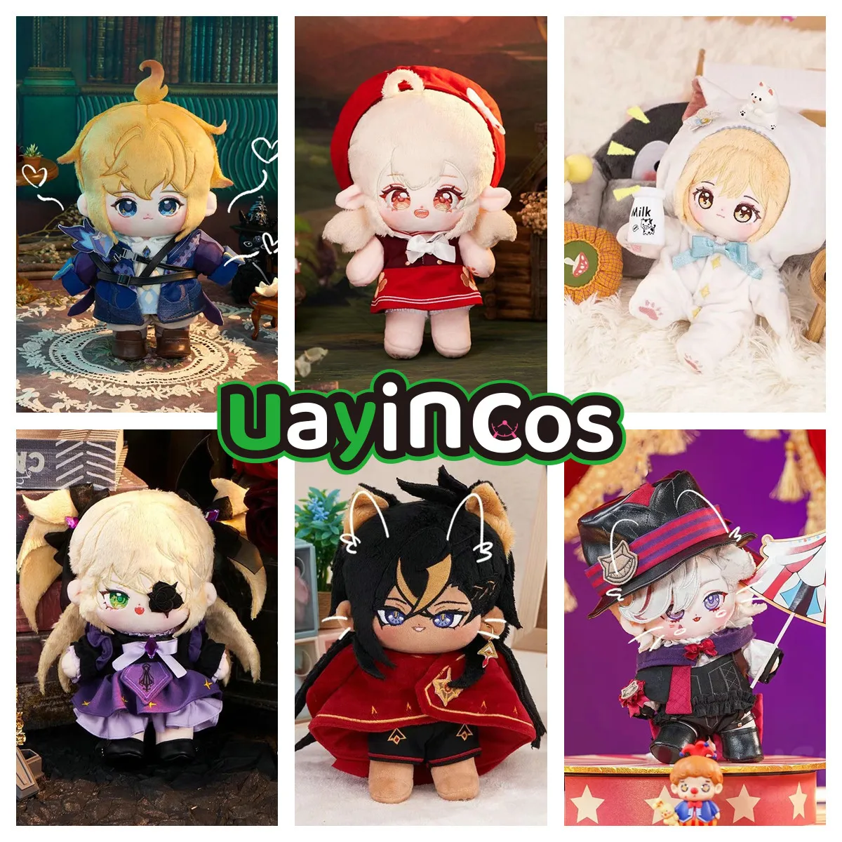 Genshin Impact Mika Klee Lumine Lyney Freminet Stuffed 20cm Plushie Plush Cotton Doll Clothes Anime Figure Toy For Kids  Gifts