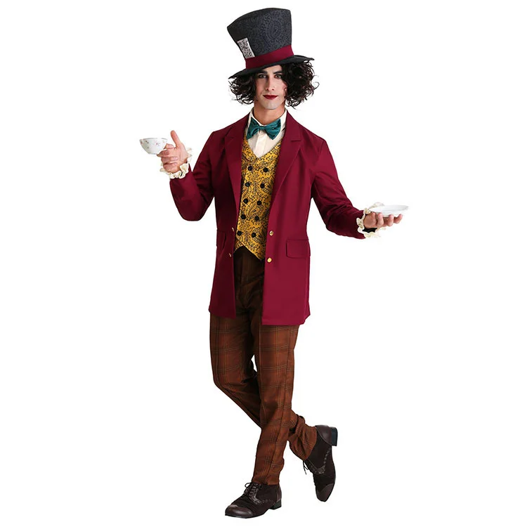 

New Halloween Adult Magician Circus Animal Trainer Alice stage performance Mad hatter Cosplay costume ship fast st stock