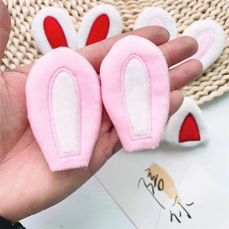 10PCS/Lot Cartoon Plush Furry Rabbit Ear Cat Ear Applique Crafts For DIY Hats Hairband Hair Clips Accessories Patches