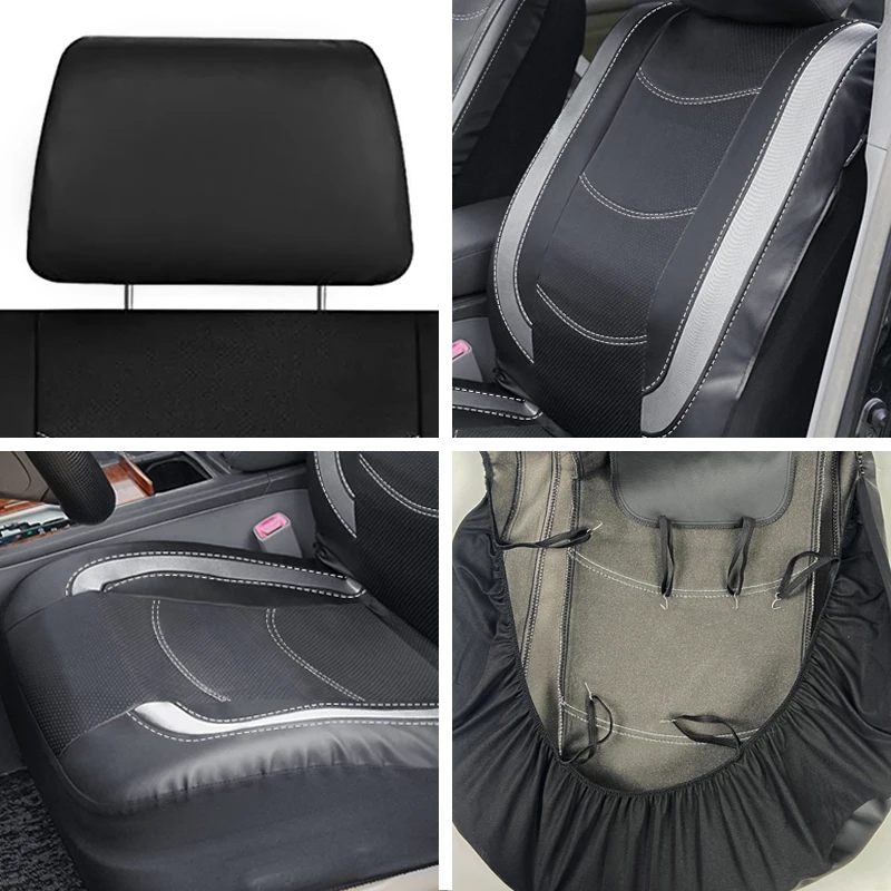 AUTO PLUS Car Seat Covers Artificial Leather With Bright PVC Sheet With 3 Zipper Car Accessories Interior Seat Cushion Protector