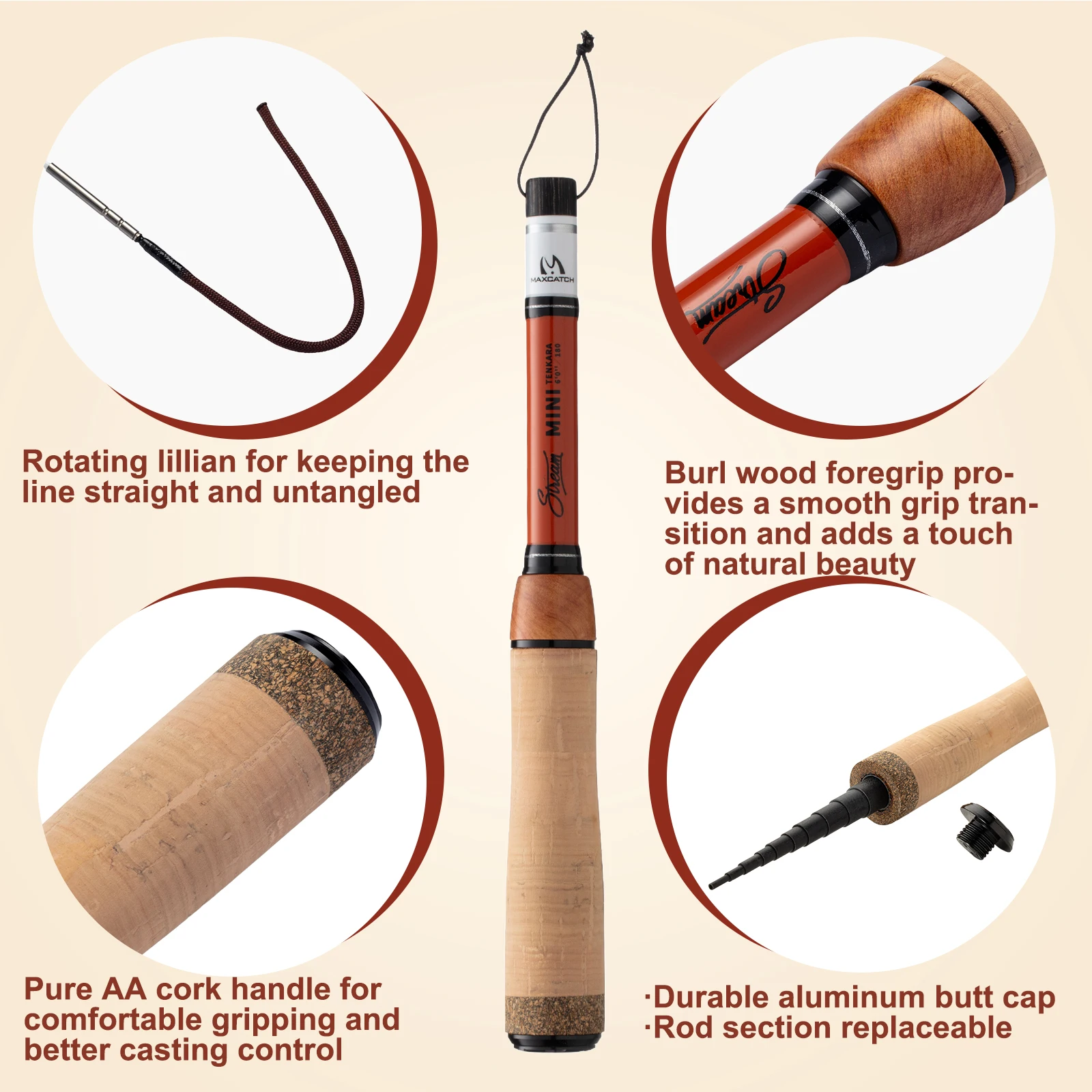 Maximumcatch Stream 5FT/6FT 150/180cm Mini Tenkara Fly Fishing Rod 6:4 Action Telescopic Travel Carbon Fly Rod Extra Tip Compact