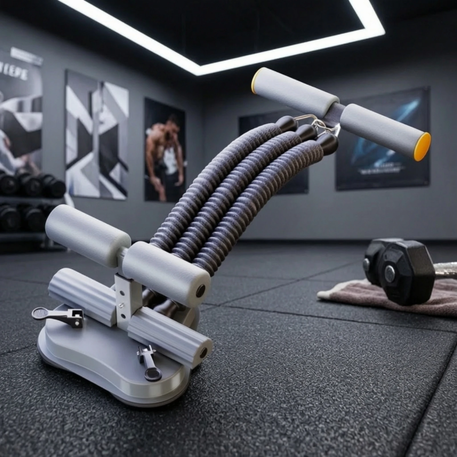 Sit-up Assist Assistant with Resistance Ropes Adjustable Suction Cup Sit-up Bar Fitness Equipment Heavy Duty for Beginners