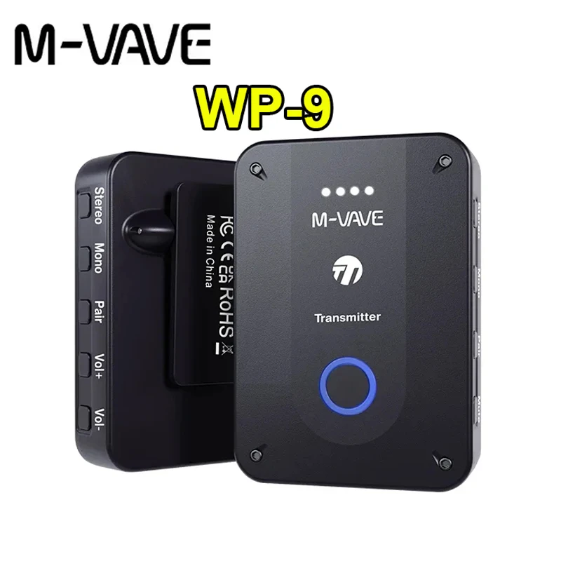 2024 NEW M VAVE WP 9 Wireless Earphone Monitor Rechargeable 2.4GHz Transmitter Receiver Support Stereo Mono Recording Function