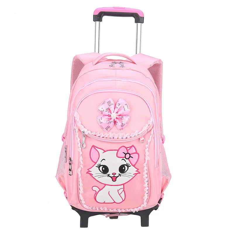 Mochila escolar com rodas para crianças, Saco de rolamento para meninas, Estudante primário, Kids Trolley Bags