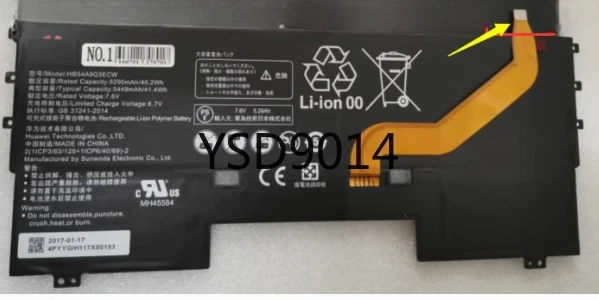 

New HB54A9Q3ECW Laptop Replace Battery 7.6V 41.4Wh 5449mAh For Huawei MateBook X WT-W09 WT-W19 WT-WX9