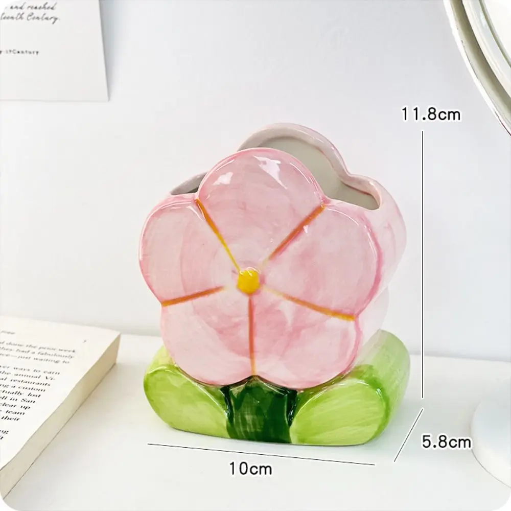 

Ceramic Flower Makeup Brush Storage Bucket Pen Container Retro Flower Cute Flower Table Storage Kawaii Cute