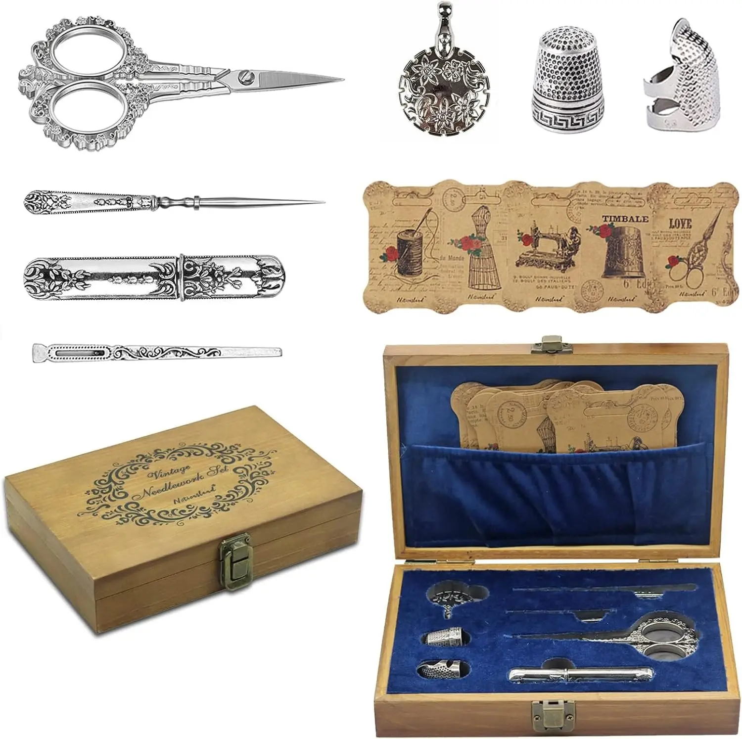 

Vintage Embroidery Scissors Kit, Complete Sewing Tools for Craft Needlework, Christmas Gift for Professionals