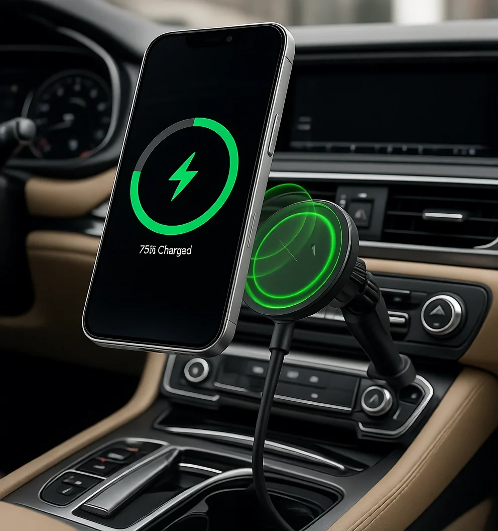 

Magnetic Wireless Car Vent Charger Qi2 Fast Charging for Smartphones Travel Accessory Black