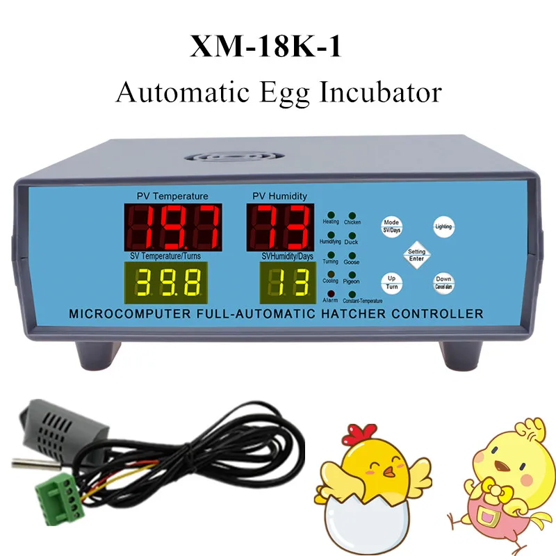 XM-18K-1 Automatic Egg Incubator Digital LED Egg Hatcher Controller Temperature Controller Temperature Humidity Sensors 30% of