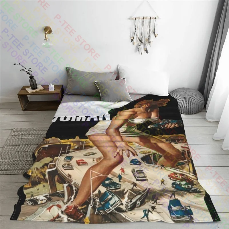 Attack Of The 50 Foot 1958 Film Poster Blanket Sheet Flannel All Season Skin Friendly Mechanical Wash