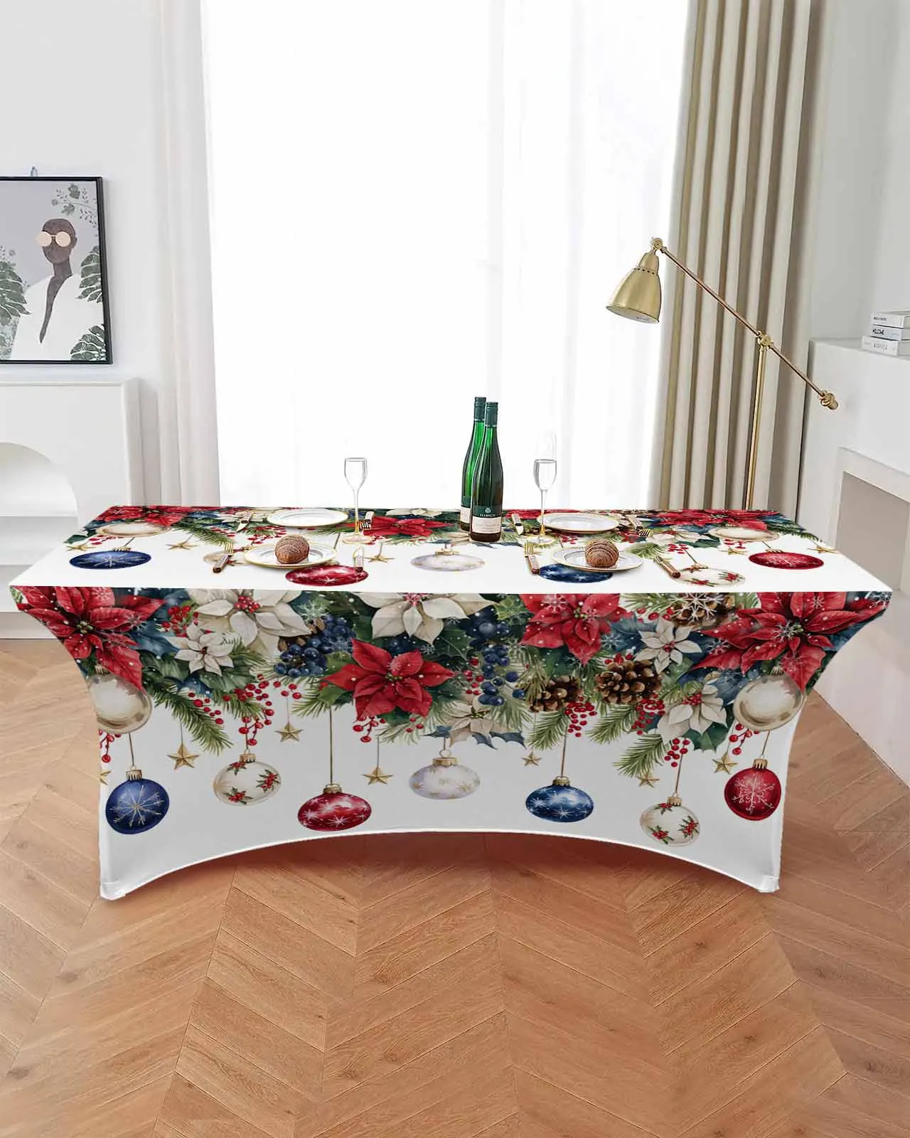 First Grade Redwood Leaves Berries  Elastic Table Skirt Wedding Birthday Table Decoration Table Skirt Tablecloth for Party