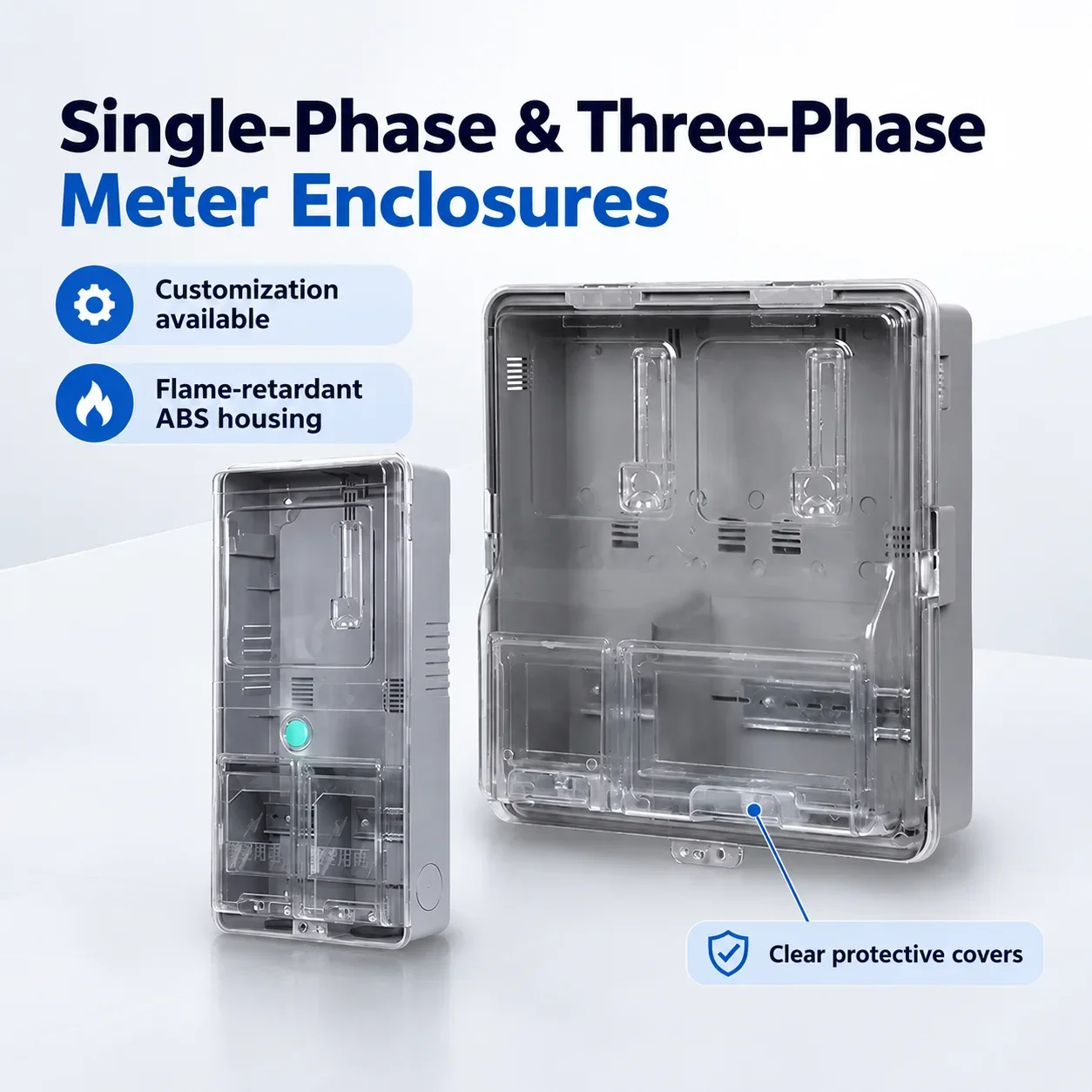 Transparent Meter Box C - Single/Three Phase CT Protective Cover for Household Electrical Systems - Choose Size 1/2/4/6/8/9/12/1