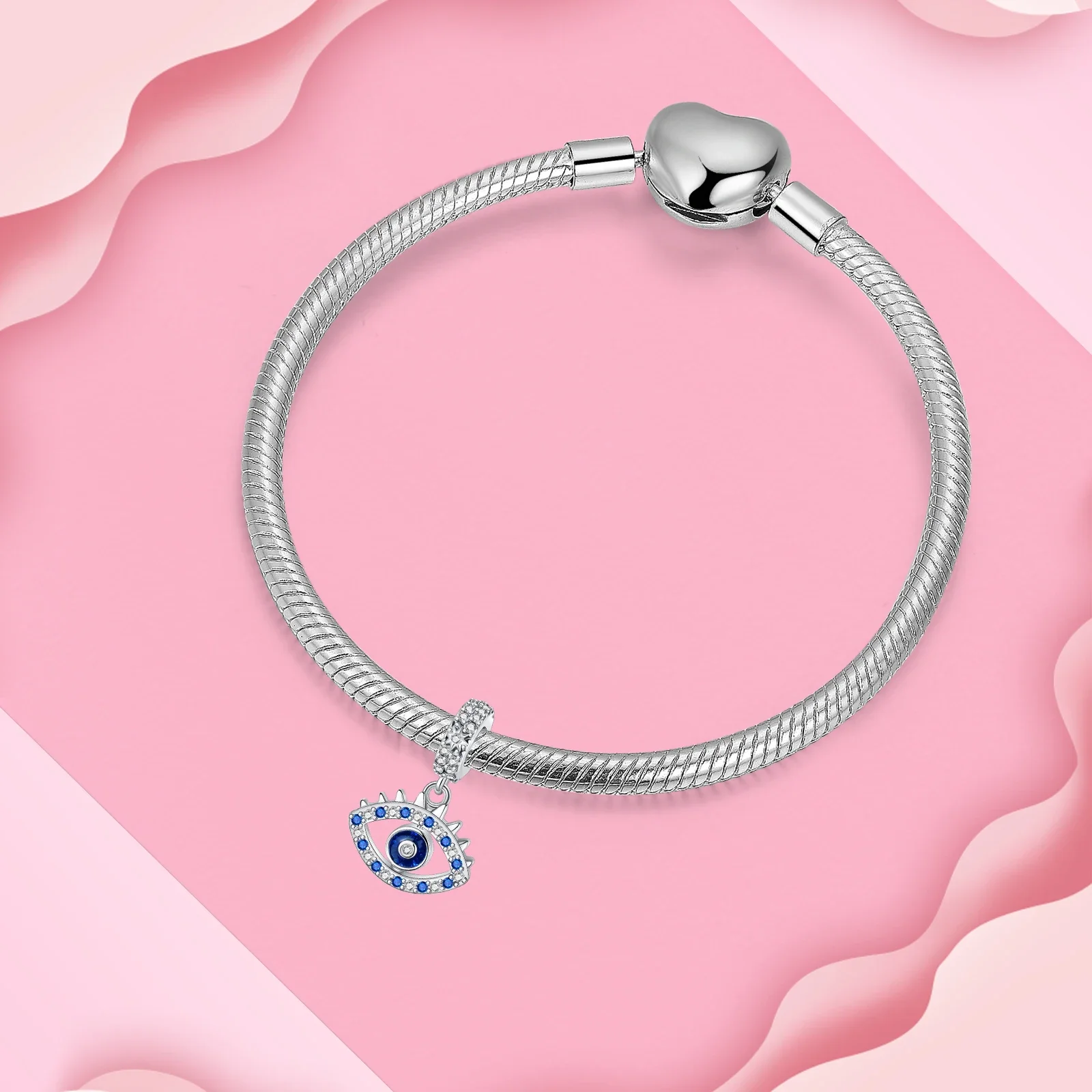 925 فضة القلب Charm Charm ، عين الشيطان ، الصليب ، صالح الأصلي باندورا سوار ، DIY بها بنفسك قلادة ، مجوهرات الإناث