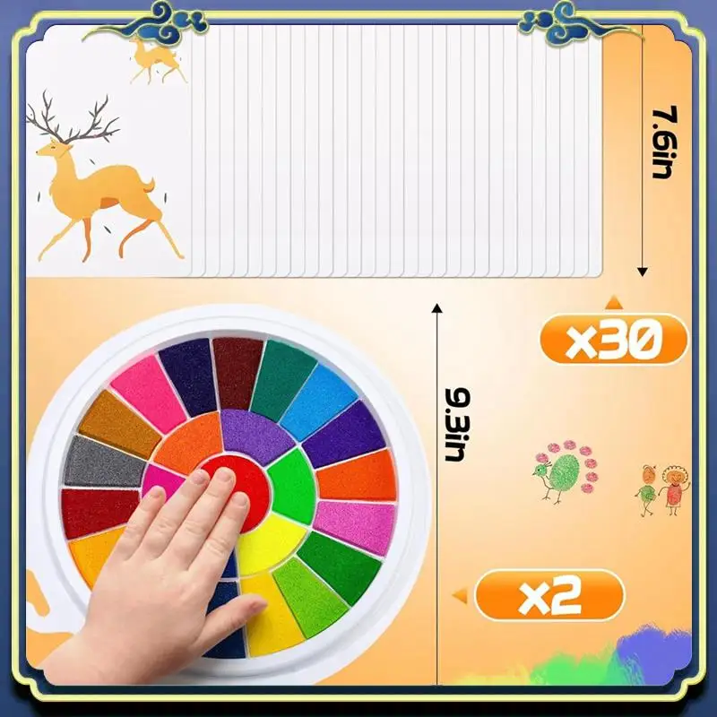 Tragbare Stempelkissen in 25 Farben mit 30 Farbseiten, waschbares Stempelkissen, ungiftiges Fingermalerei-Set, 2er-Pack