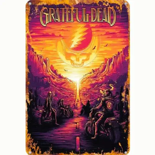 Vintage Grateful Dead/Bikers Stealie Metal Sign Wall Decor ; Tin