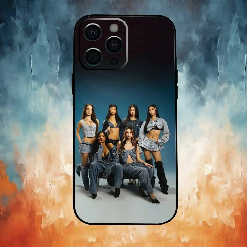 Custodia per telefono Hot Music K-KATSEYE per iPhone17,16,15,14,13,12,11 Plus,Pro Max Cover nera morbida