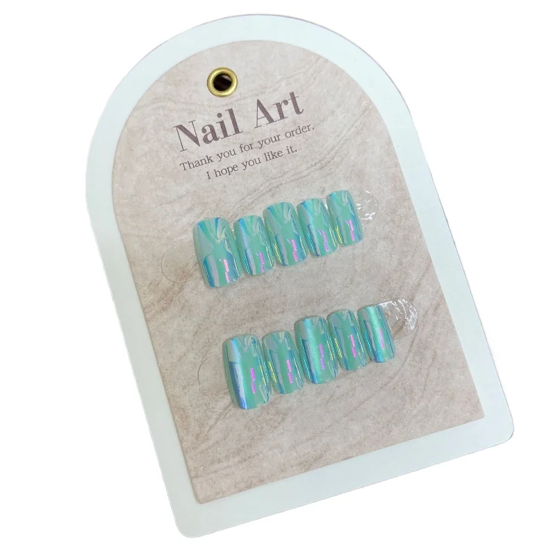 

Electroplating phototherapy wearing nail pads, short nail pads, fresh mint aurora laser wearing nail pads
