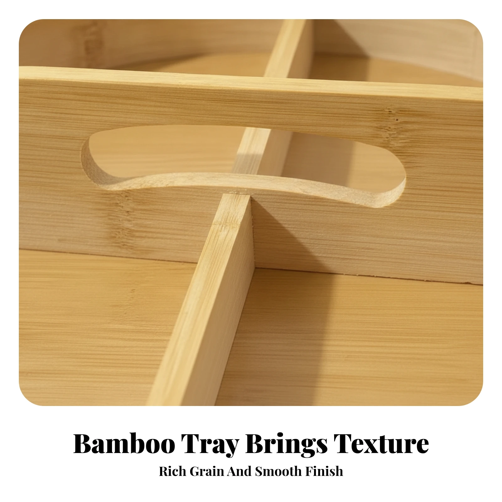 Divided Bamboo Serving Tray Compact Tray with Compartments Serving Platter with Compartments Easy to Clean Long-Lasting