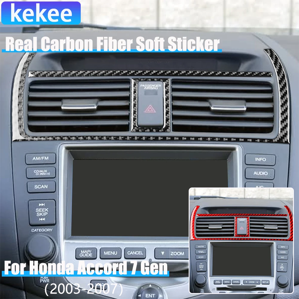 

Настоящее углеродное волокно, автомобильные аксессуары, приборная панель, центральная крышка вентиляционного отверстия, мягкая наклейка для Honda Accord 7-го поколения 2003 2004 2005 2006 2007
