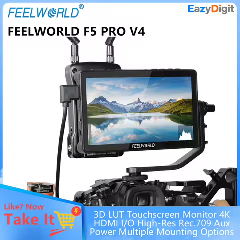 FEELWORLD F5 PRO V4 6" 3D LUT Touchscreen Monitor 4K HDMI I/O High-Res Rec.709 Aux Power Multiple Mounting Options