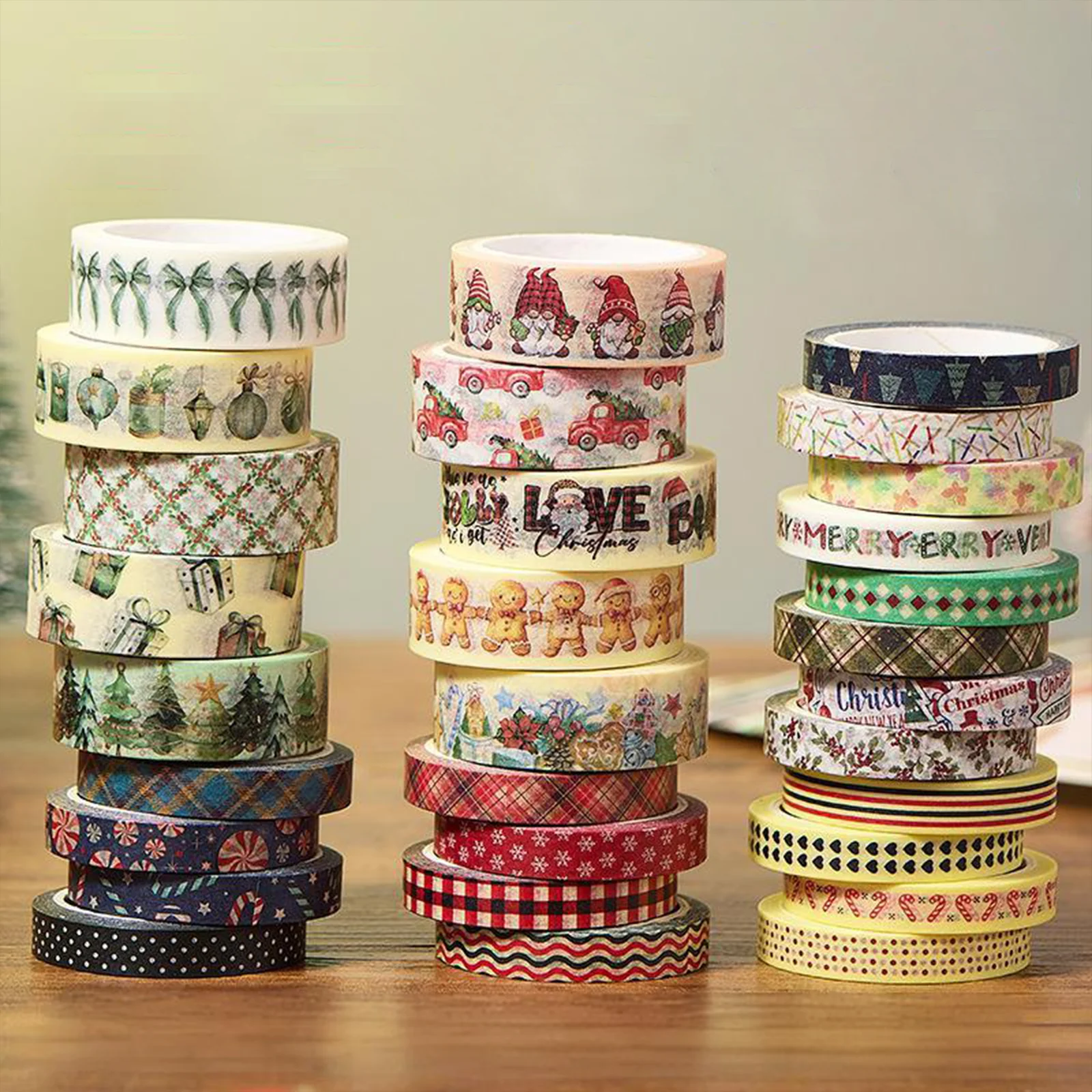 30 ロール/箱かわいいクリスマスジンジャーブレッドマン和紙テープハンドブックノート DIY クリエイティブステッカー学生文具ギフト