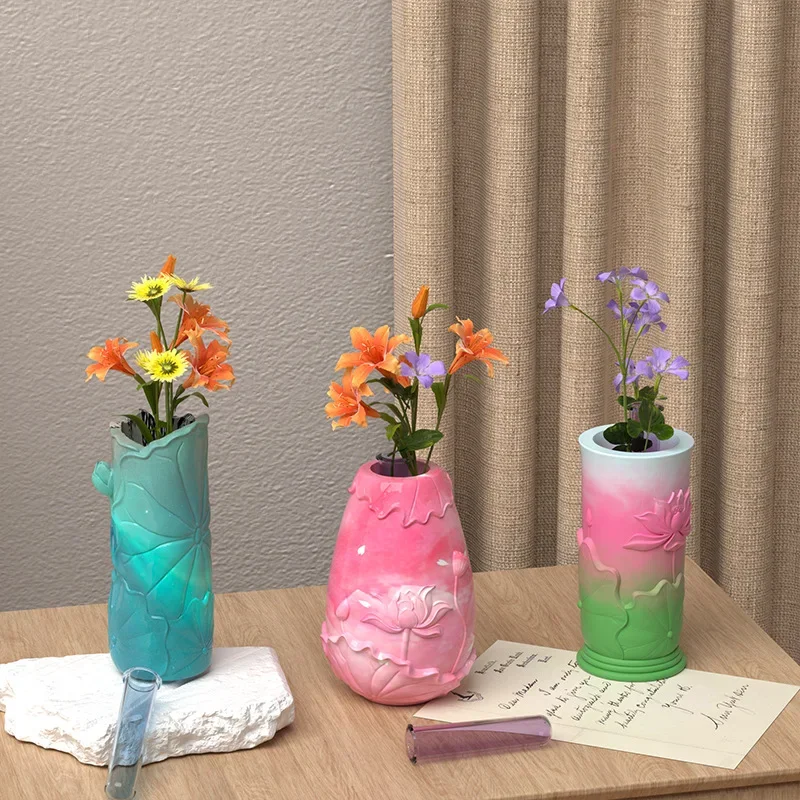 

Силиконовая форма для DIY-поделок: гипсовая ваза-лотос, рельефные листья и цветы лотоса, для бутылок-органайзеров