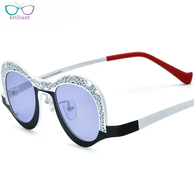 New Fashion Hollowed Out Cat Eye Design Multi-color Pure Titanium Personalized Men and Women Outdoor Sports UV400 Sunglasses