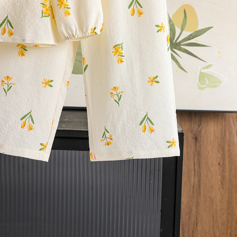 2025 جديد الخريف 2 قطعة بدلة الاطفال بلون الأصفر طباعة دمية طوق كم طويل بلوزات وسراويل للفتيات 4-7 سنوات نمط الحلو #6