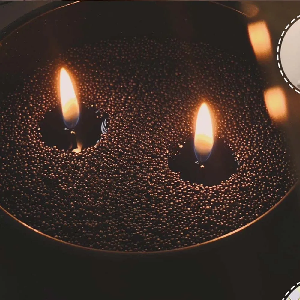 200G Black Sand Beaded Wax Candle Making Kit DIY Pearled Candle Candle Making 10PCS Wicks 2PCS Centering Devices 40 Stickers Dot 5