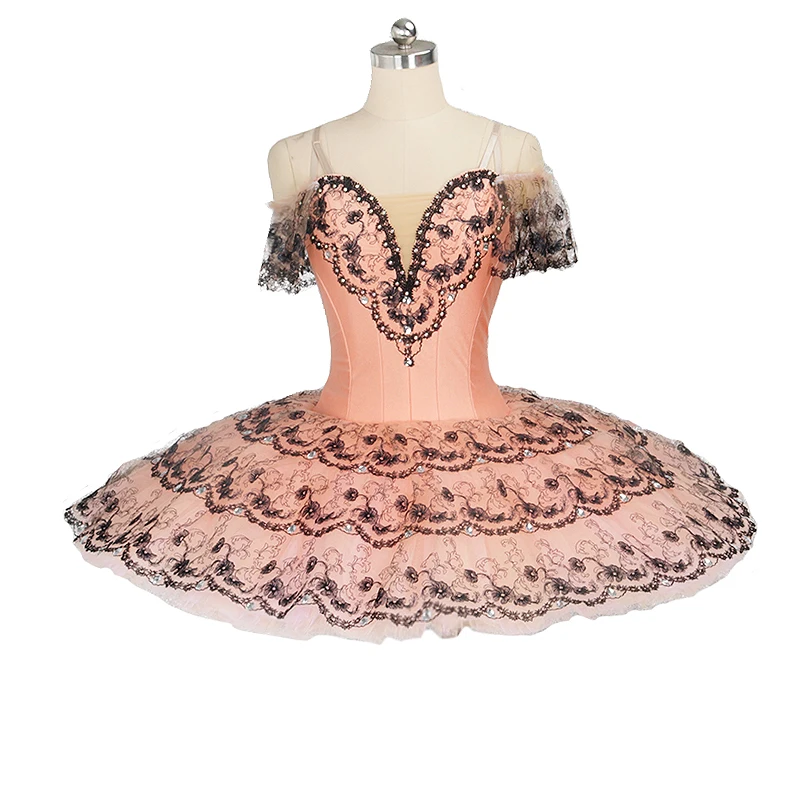 

Akeyli peach Sleeping Beauty ballet tutu custom competition 11 layer professional pink women pancake platter women