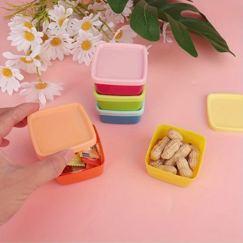 5pcs Rainbow Color Candy Nut Snack Storage Box，Plastic Freezer Cans with Lids, Food Storage, and Storing Cereal view 3