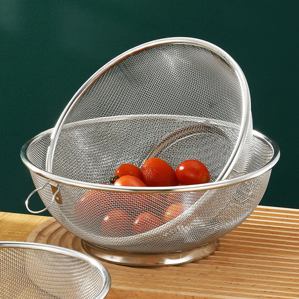 

Fine Mesh Vegetable Basket with Colander and Mixing Bowl Set Stainless Steel Drainer for Food Washing Kitchen Cooking Tool