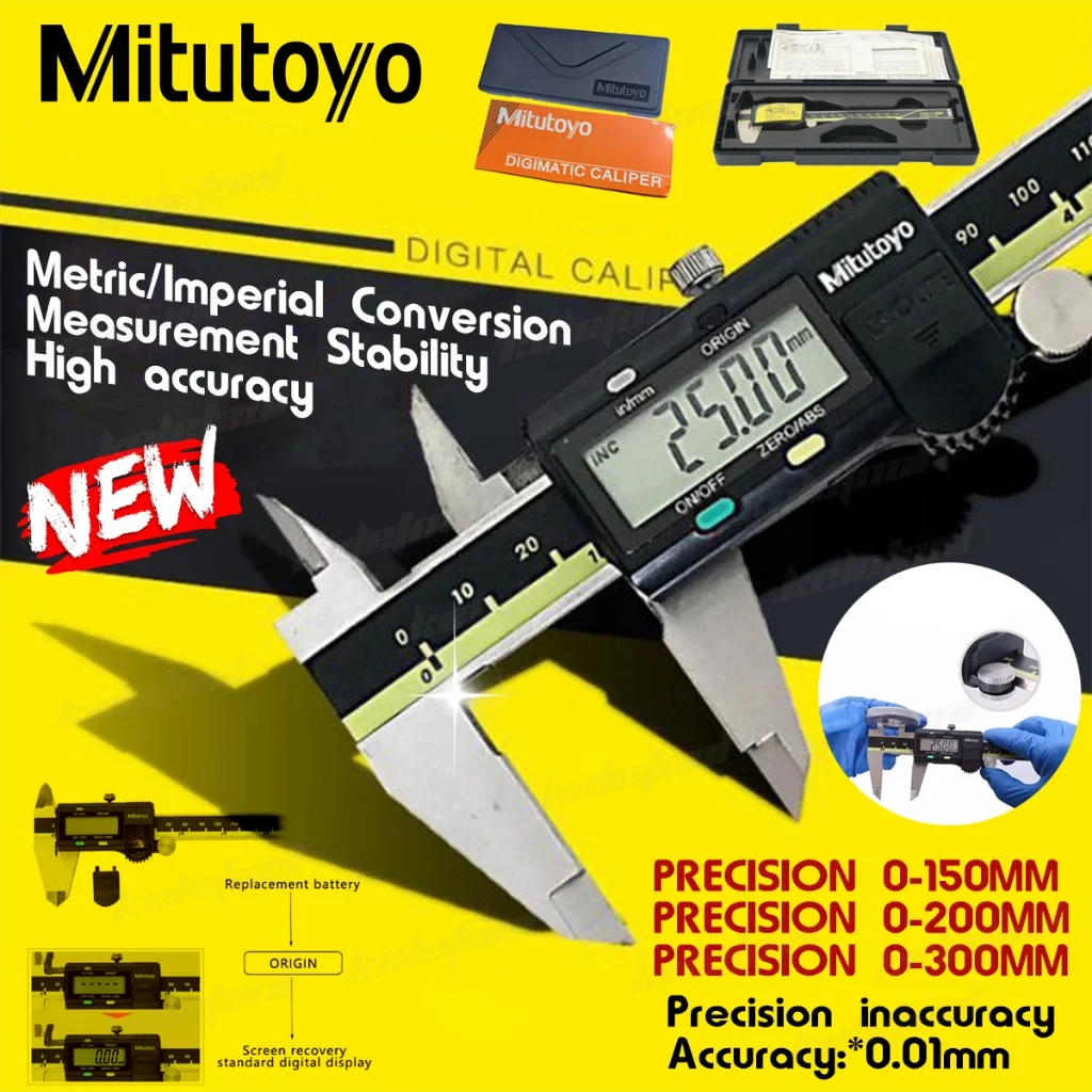 Calibrador Digital LCD Mitutoyo 500-197-30 de 8 Pulgadas, Calibrador Electrónico de Acero Inoxidable para Mediciones de Precisión