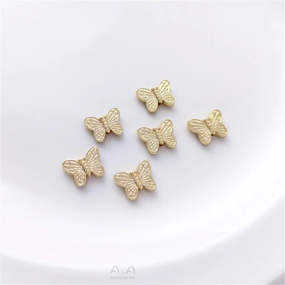 

1pcs 14K gold coated DIY accessories butterfly through-hole separated bead handcrafted chain ear jewelry handmade materials