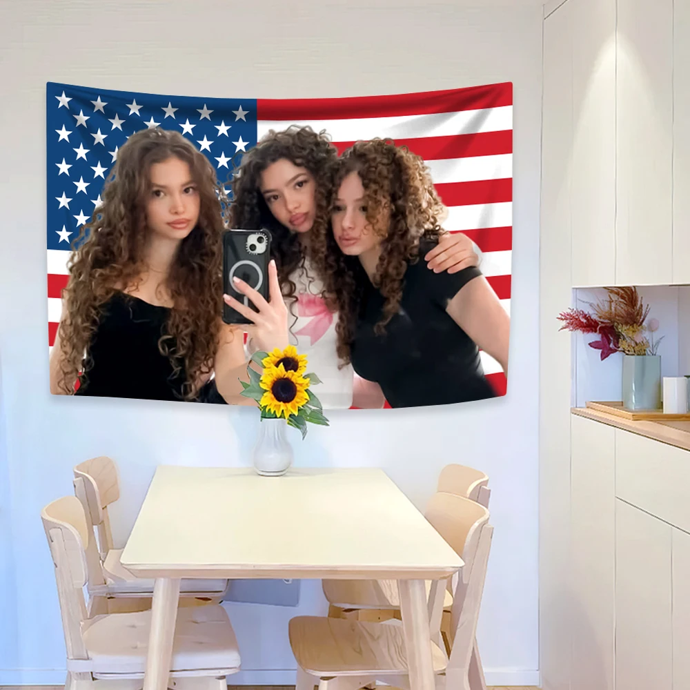 Kalogeras Sisters 2025 العلم الأمريكي الجدار الشنق نسيج الجدار الشنق ديكور المنزل عنبر غرفة نوم حفلة خلفية القماش