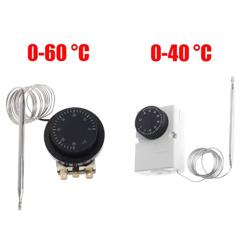 Industrial Grade Thermostat Controller Temperature Switch Capillary Thermostat Waterproof Box AC220V Measure Range 0-40℃