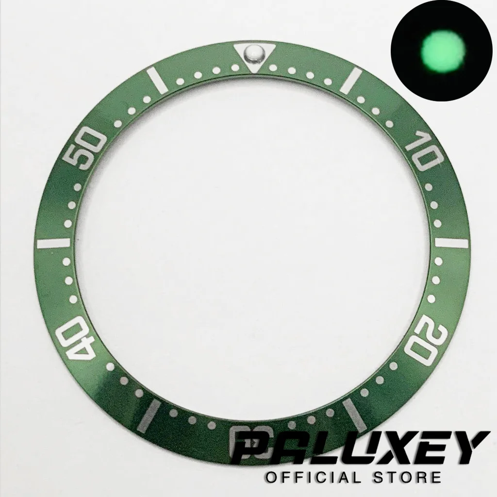 Schräge Form, 38 mm x 30,6 mm, hochwertige Taucher-Lünetteneinlage aus Keramik/Aluminium, 1 Stück, für NH35 NH34 NH36 GMT Automatikuhren-Lünette