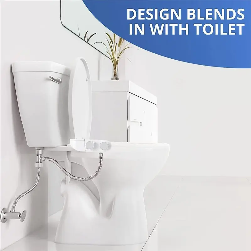 DT19-Non-Electric Bidet Toilet Seat Attachment Dual Nozzle Female Wash Water Pressure Adjustable Mechanical Functional US