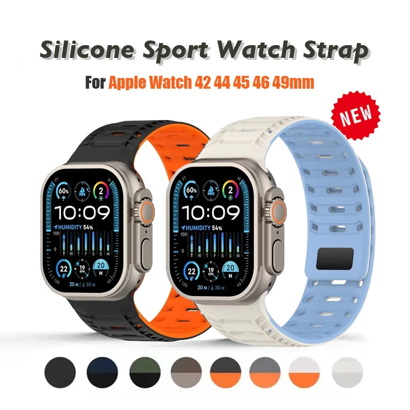 Magnetisches Silikon-Sportarmband für Apple Watch-Armbänder 49 mm 46 mm 45 mm 44 mm 42 mm Armband für iWatch Serie 10 9 8 7 6 5 4 Se Ultra