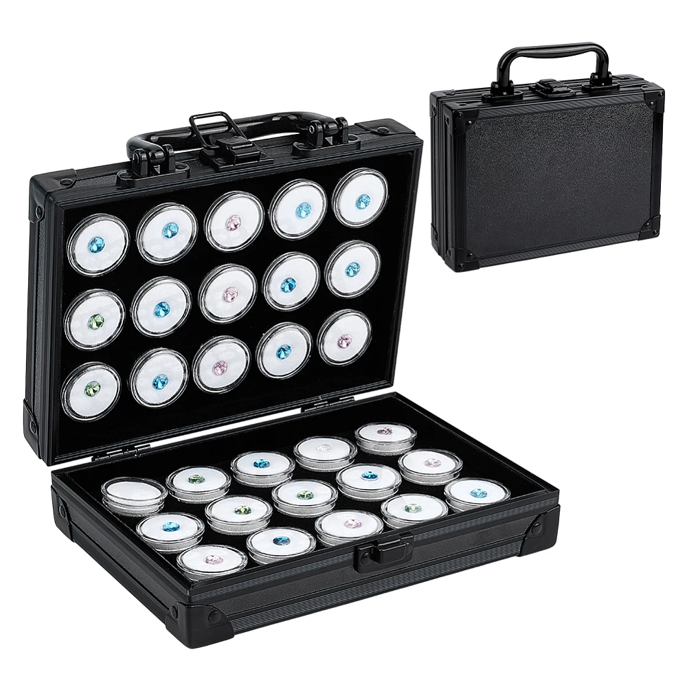 30pcs Display Box Displays Case Collection Box Jewelry Storage Container 1.2 inch White Gem Jars with Foam for Collectibles