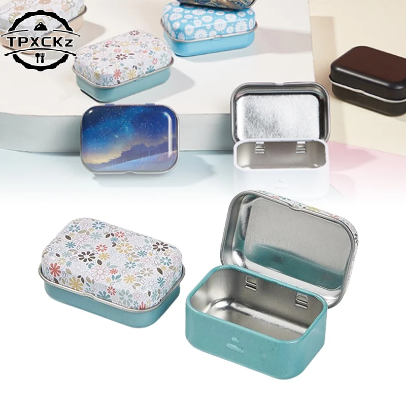 1pc Cartoon Cat Floral Jewelry Tin Case Sealed Jar Packing Boxes Hairpin Candy Flip Storage Box Small Storage Cans Gift Box