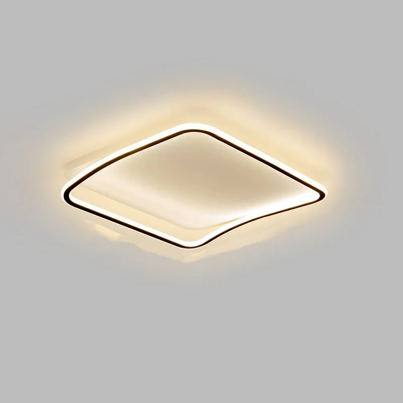 

Умный алюминиевый светодиодный потолочный светильник с дистанционным управлением, квадратный светильник с регулируемой яркостью Black Edge 40/50 см, потолочные светильники для гостиной, спальни