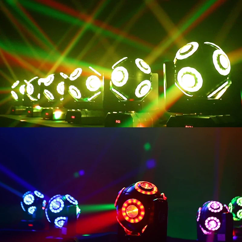 

LED Moving Head 8x15W RGBW 4in1 With Halo RGB 3in1Football Light 360 ° Infinite Rotation Beam Strobe Dj Bar DMX 512 Stage Effect