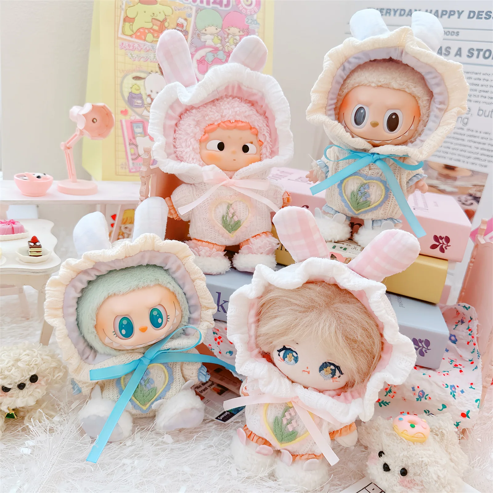 Cute Mini Idol Doll Clothes , Kawaii Soft Princess Bunny Suit, Plush Doll Accessories, Can Changing Clothes, Games Gifts, 10cm