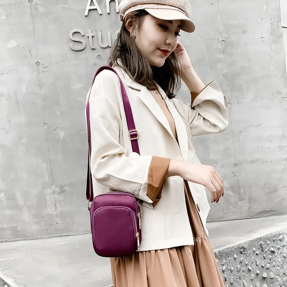 Women Bag Waterproof Shoulder Bag Crossbody Zipper Mobile Phone Lady Female Multifunction Handbag Wrist Purse Womens Pouch