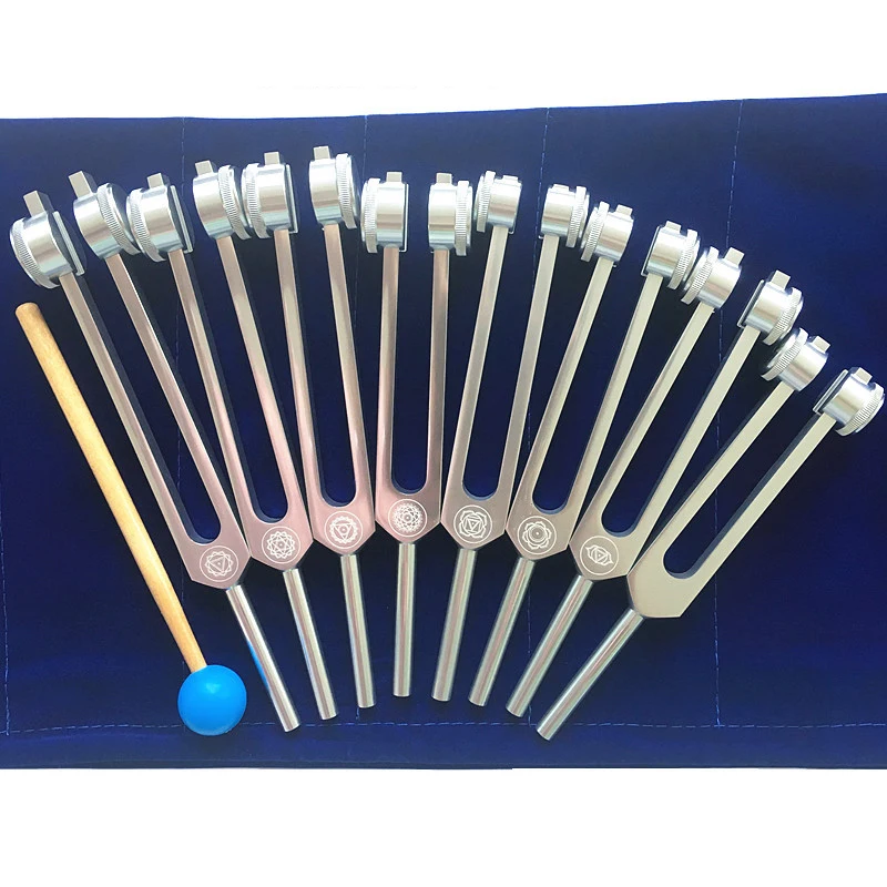 Medical Stainless Steel Diagnosis Chakra Tuning Forks Set of 8PCS fast shipping