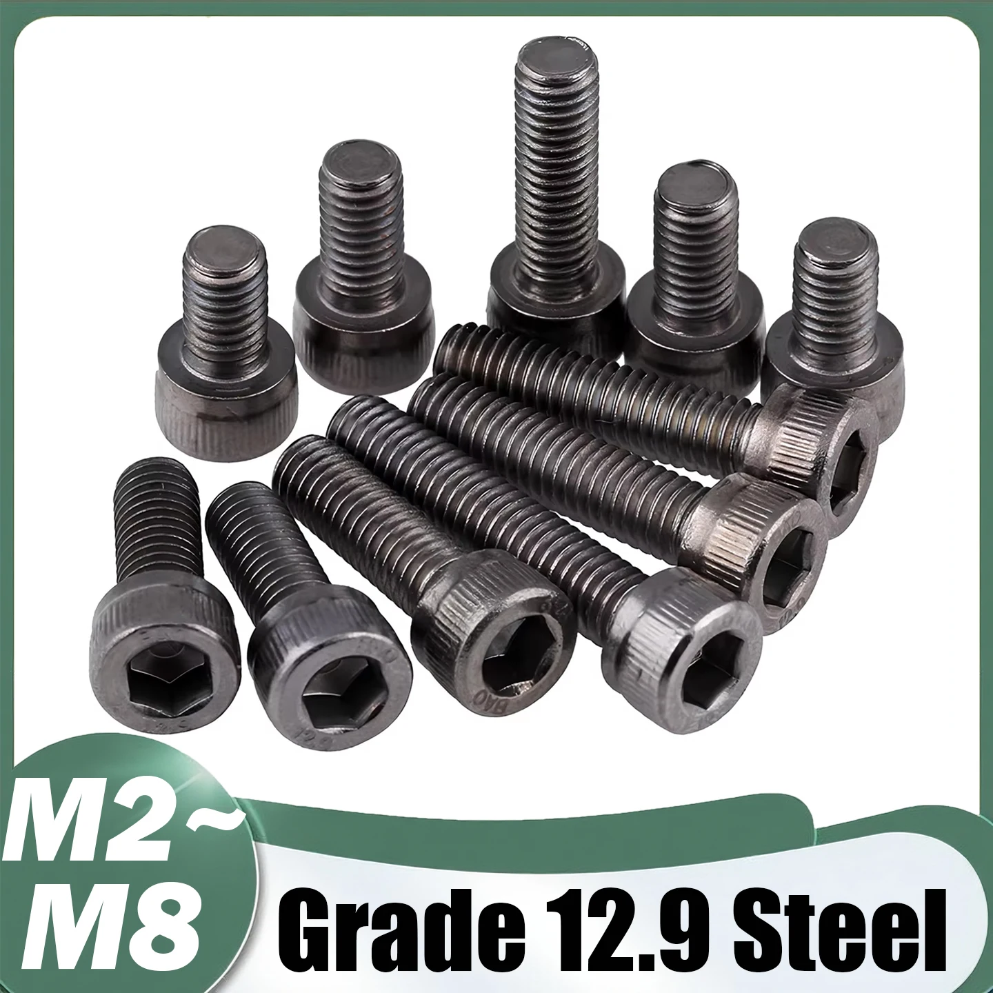 M2 M2.5 M3 M3.5 M4 M5 M6 M8 Black Grade 12.9 Steel DIN912 Hexagon Hex Socket Cap Allen Head Screw Bolt Lengthened Long 4mm-50mm