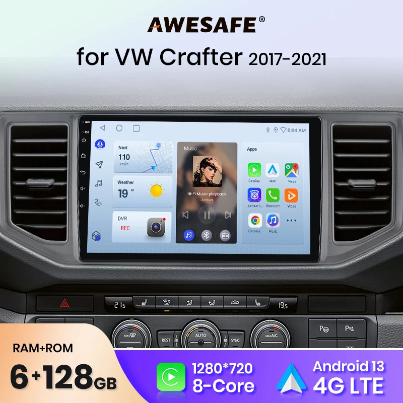 AWESAFE PX9 Plus Car Radio For Volkswagen Crafter 2017 - 2021wireless CarPlay Android Auto No 2 din 2din DVD