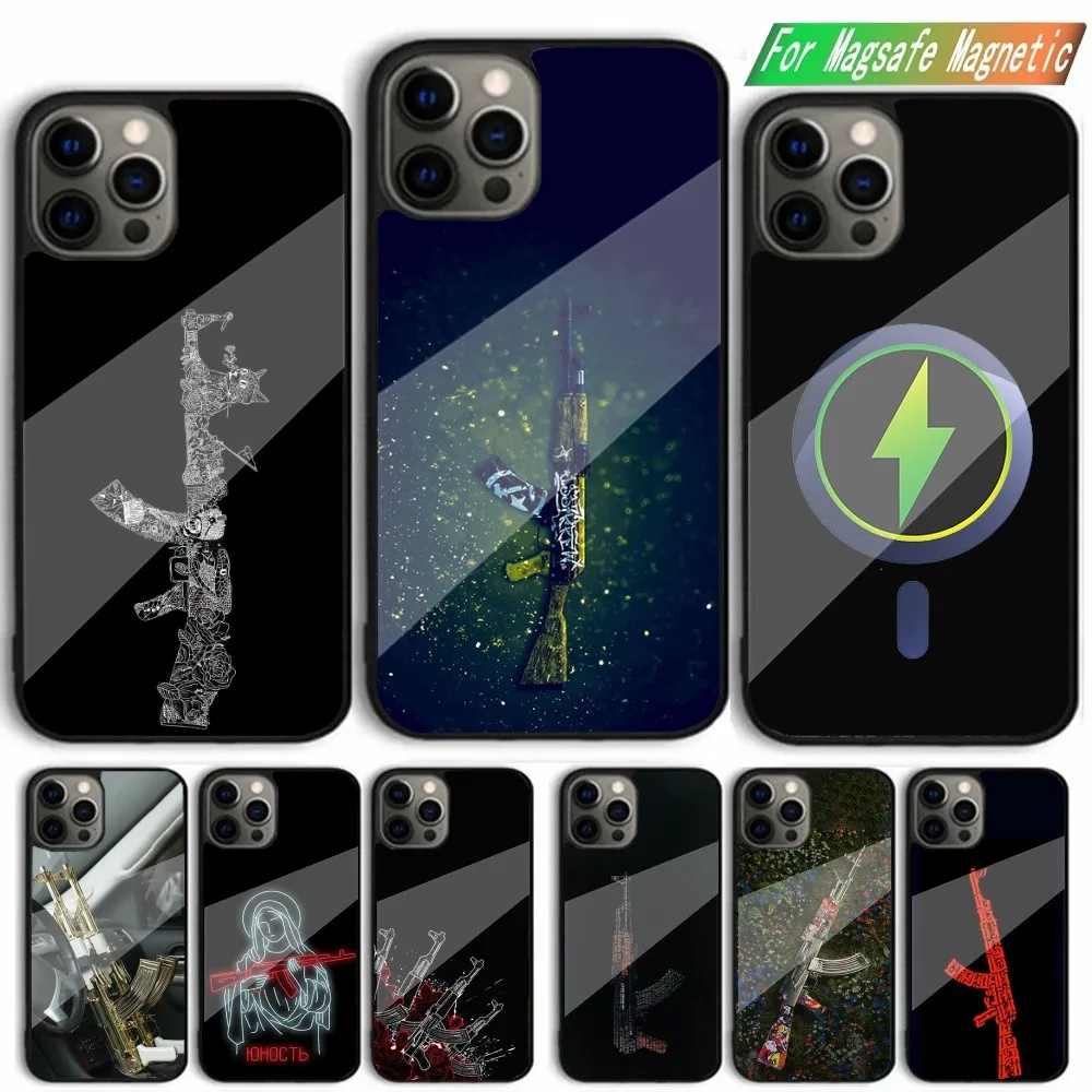 

Ak-47 King of Guns Phone Case For iPhone 15,14,13,12,11,Plus,Pro,Max Mini Magsafe Magnetic Wireless Charging